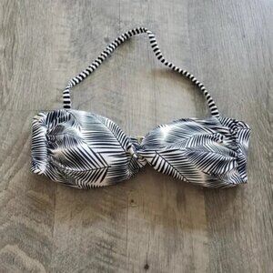 Candie’s Black & White Palm Leaf Print Bandeau Swim Bikini Top.